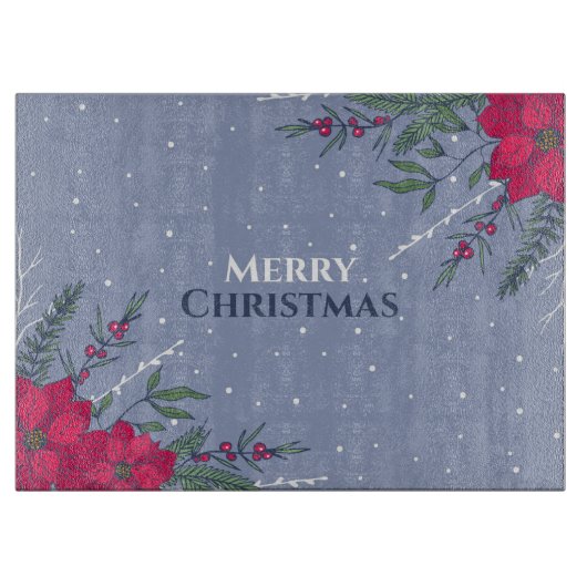 メリークリスマスポインセチア カッティングボード (正面)