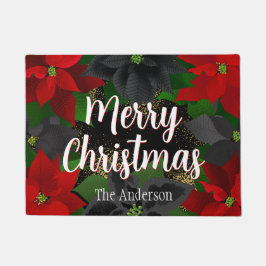メリークリスマスポインセチア ドアマット