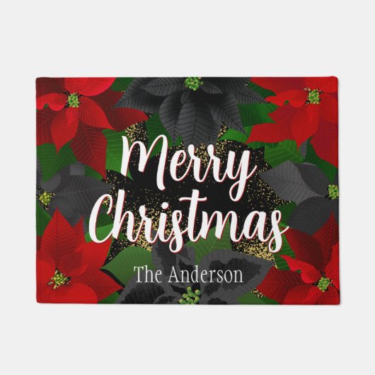 メリークリスマスポインセチア ドアマット (正面)