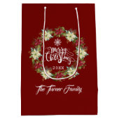 メリークリスマスポインセチア・モノグラムクリスマス ミディアムペーパーバッグ (裏面)