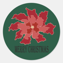 メリークリスマスポインセチア ラウンドシール