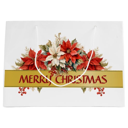 メリークリスマスポインセチア ラージペーパーバッグ (正面)