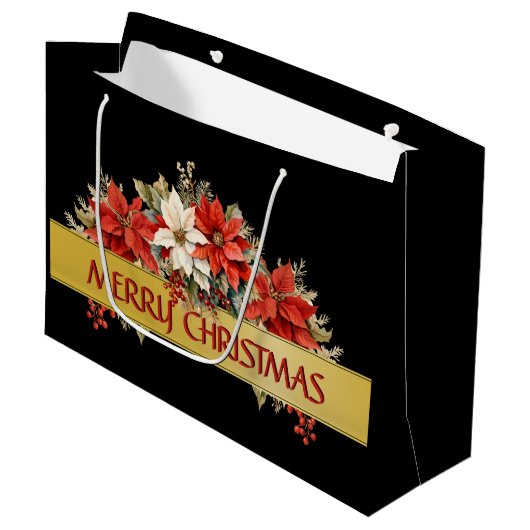 メリークリスマスポインセチア ラージペーパーバッグ (正面アングル)