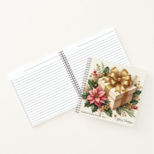 メリークリスマスポインセティアコケット金ゴールドボウ ノートブック (内部)
