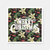 メリークリスマスポインセティアスホリデー スタンダードカクテルナプキン (正面)