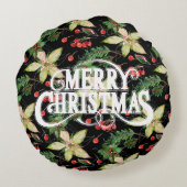 メリークリスマスポインセティアスホリデー ラウンドクッション (裏面)