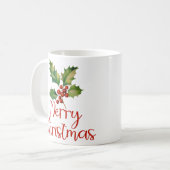 メリークリスマスポインセティアベリーデザインウィメンズ コーヒーマグカップ (正面左)