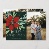 メリークリスマスポインセティシアクリスマスデザイン シーズンカード (正面/裏面)