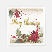 メリークリスマスポイントセッティアス紙ナプキンス スタンダードカクテルナプキン (正面)