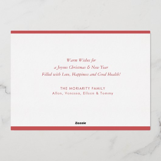 メリークリスマスポイントセッティアパインフォイルホリデーカード 箔シーズンカード (裏面)