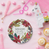 メリークリスマスポイントセティアウォーターカラーフローラ名 ペーパープレート (パーティー)