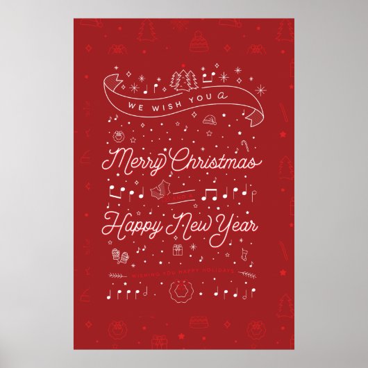 メリークリスマスポスター24x36 /ブラック ポスター (正面)