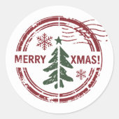 メリークリスマスポスト切手おもしろいかわいいベビー ラウンドシール (正面)