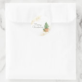 メリークリスマスポッテッドモミの木とクラフトの小包 ラウンドシール (バッグ)