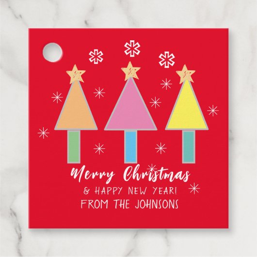 メリークリスマスポップ・アートのアート家族の名前かわいモダンい フェイバータグ (正面)
