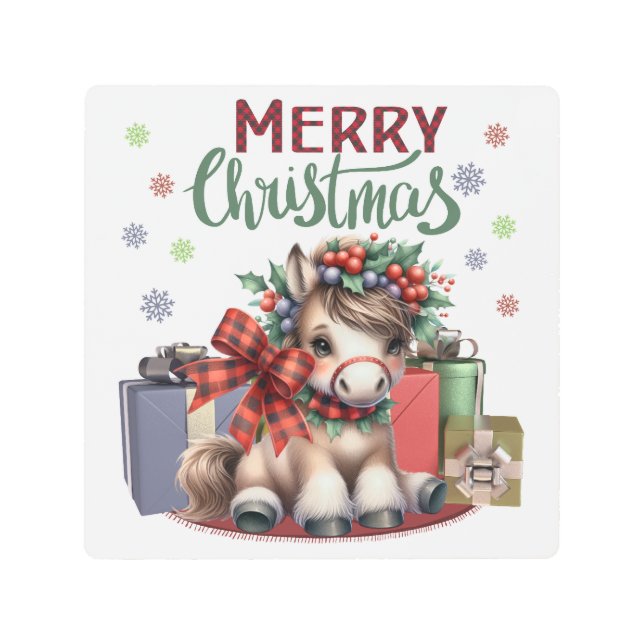 メリークリスマスポニー メタルプリント (正面)