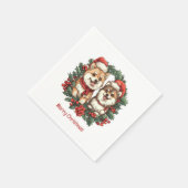 メリークリスマスポメラニア犬ドッグズミスタントーリース スタンダードカクテルナプキン (角)