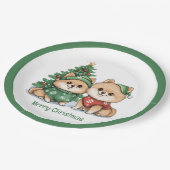 メリークリスマスポメラニア犬犬 ペーパープレート (アングル)