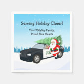 メリークリスマスポリス警察官サンタの警察車両 スタンダードカクテルナプキン (正面)
