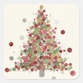 メリークリスマスポルカドットツリー スクエアシール