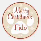 メリークリスマスポープリントスノーフレークスペットの名前 ラウンドシール (正面)