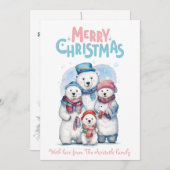 メリークリスマスポーラーベアーズホリデーフラットカード (正面/裏面)