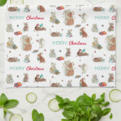 メリークリスマスマウスファミリーホリデー キッチンタオル (折り畳み)