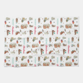 メリークリスマスマウスファミリーホリデー キッチンタオル