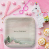 メリークリスマスマウンテンの水彩 ペーパープレート (パーティー)