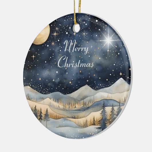 メリークリスマスマウンテンスカイスターファミリー名 セラミックオーナメント (左)