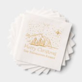 メリークリスマスマウンテンズツリーズ家族名 箔ナプキン (インサイチュ (積み重ね))