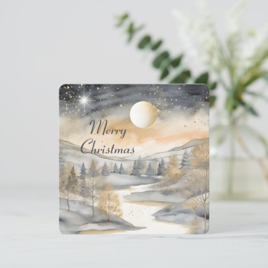 メリークリスマスマウンテンリバーファミリーフォト名 カード (スタンド正面)