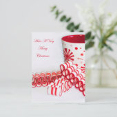メリークリスマスマグカップとリボンキャンディ シーズンポストカード (スタンド正面)