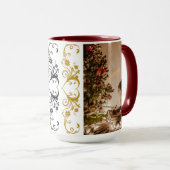 メリークリスマスマグカップ2025マルーン色 マグカップ (正面右)