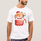メリークリスマスマグカップTシャツ、クリスマTシャツ Tシャツ (正面)