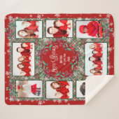 メリークリスマスマザー家族フォトコラージュ シェルパブランケット (正面(横))