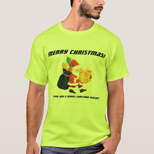 メリークリスマスマジックTシャツ グリーン ハンズサム スーパー Tシャツ (正面)