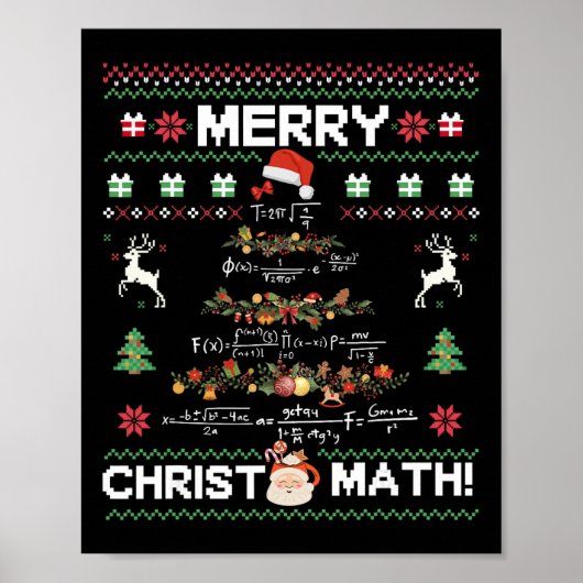 メリークリスマスマス 楽しいクリスマス 数学 ツリー 学生 ポスター (正面)