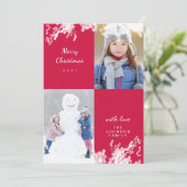 メリークリスマスマゼンタスノーイミニマルファミリー写真 シーズンカード (スタンド正面)