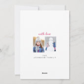 メリークリスマスマゼンタスノーイミニマルファミリー写真 シーズンカード (裏面)