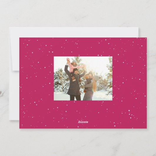 メリークリスマスマゼンタピンクのおもしろい家族の写真 シーズンカード (裏面)