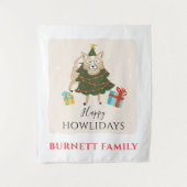 メリークリスマスマッチングファミリーハウリデイズペット タペストリー (正面)