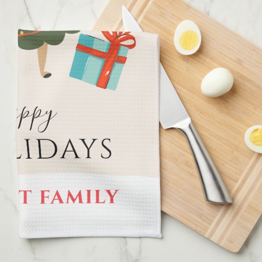 メリークリスマスマッチングファミリーベーキングチーム キッチンタオル (四つ折り)