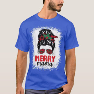メリークリスマスママパジャマMessy Bunマママーブルッシュ Tシャツ