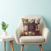 メリークリスマスママレッドプレイドファミリーフォトコラージュ クッション (椅子)