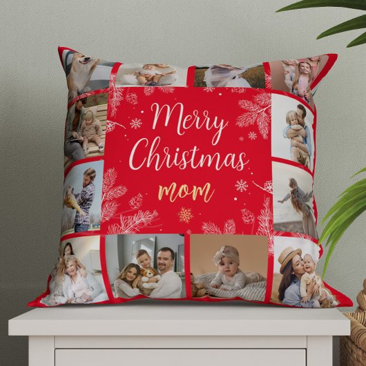 メリークリスマスママ12写真家族コラージュ クッション
