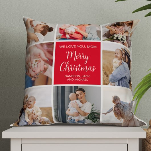 メリークリスマスママ8写真家族コラージュ クッション