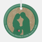 メリークリスマスママ&パパ2026年に会う ガラスオーナメント (正面)