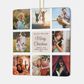 メリークリスマスマムシック赤面ピンクフォトコラージュ セラミックオーナメント (左)