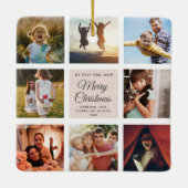 メリークリスマスマムシック赤面ピンクフォトコラージュ セラミックオーナメント (裏面)